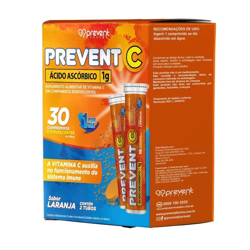 Prevent C Vitamina C 1g 30 Comprimidos Efervescentes