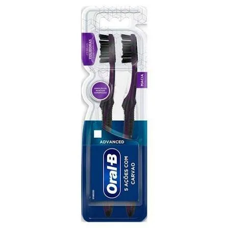 Escova Dental Oral B 5 Acoes com Carvao 2und