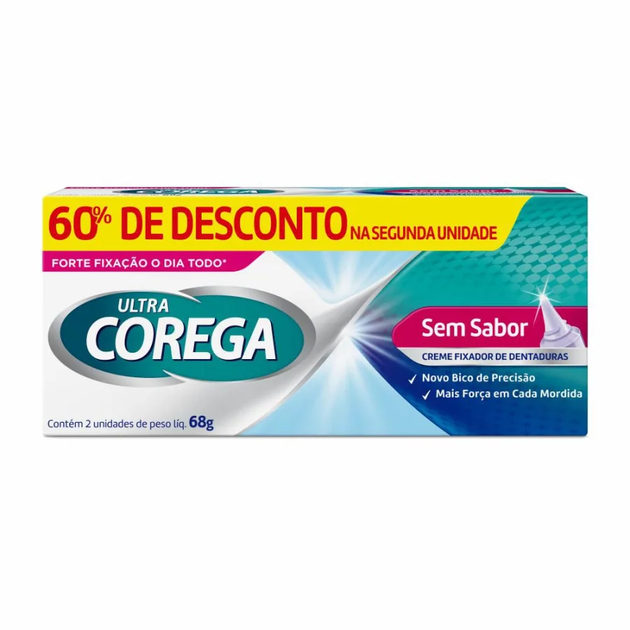 Corega Kit Creme Ultra sem Sabor 2x70g