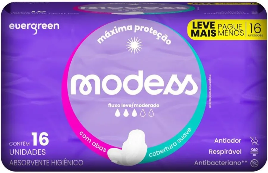 Absorvente Modess Suave C/abas 16und
