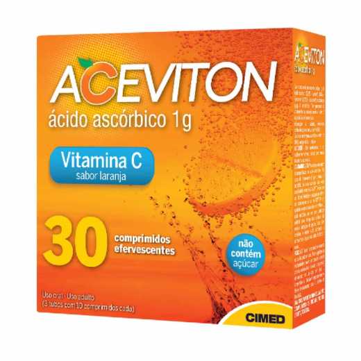 Aceviton Vitamina C 1g Sabor Laranja 30 Comprimidos Efervescentes