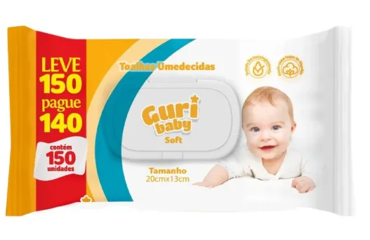 Toalhas Umedecidas Guri Baby Soft 150 Unidades